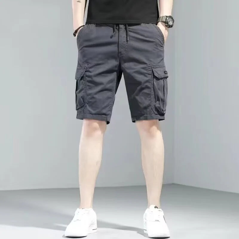 Men's new loose straight multi-pocket casual sports beach shorts