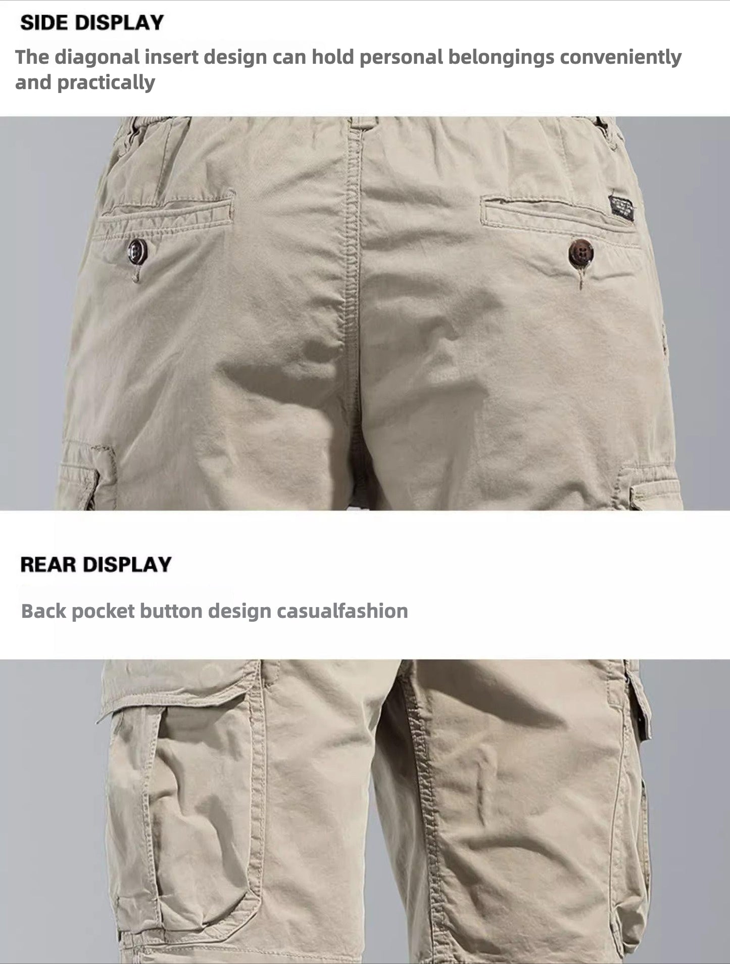 Men's new loose straight multi-pocket casual sports beach shorts