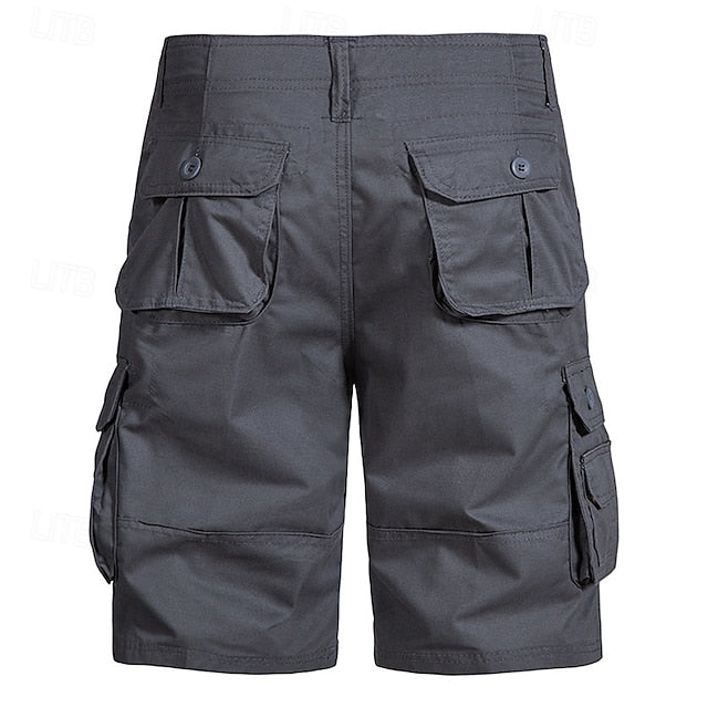 Men's Casual Cargo Shorts Multi Pocket Plain Breathable No-Iron Knee Length Outdoor Daily Running Sports Fashion