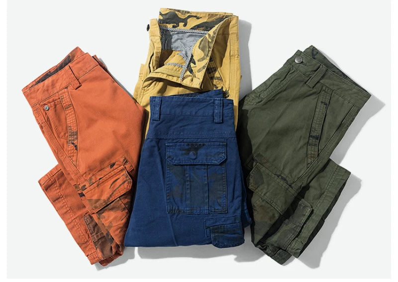 Men's New Washed Pattern Cargo Shorts