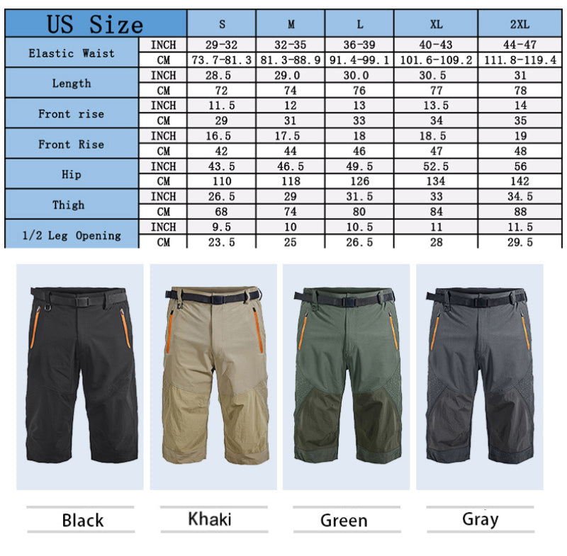 Outdoor sports quick-drying shorts, stretch casual hiking pants