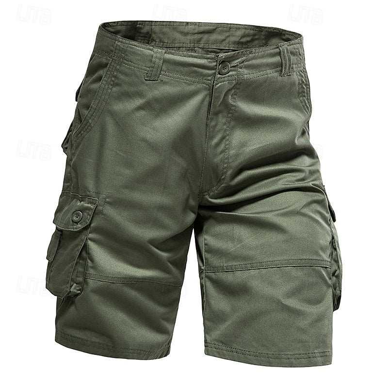 Men's Casual Cargo Shorts Multi Pocket Plain Breathable No-Iron Knee Length Outdoor Daily Running Sports Fashion