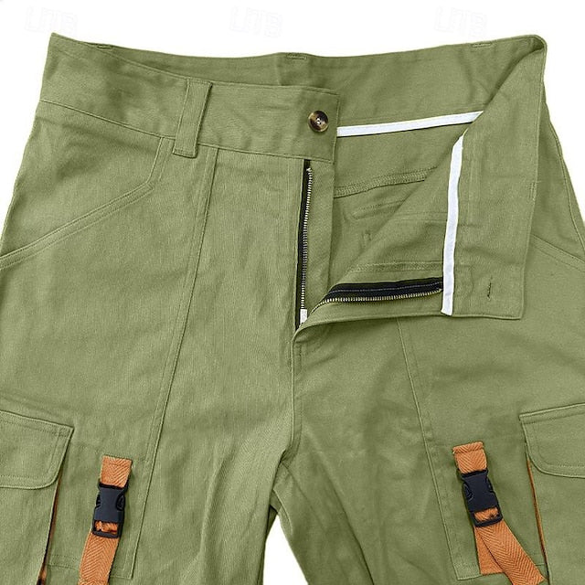 Men's Casual Cargo Shorts Multi Pocket Straight Leg Plain Comfort Knee Length Casual Daily Holiday Fashion Streetwear