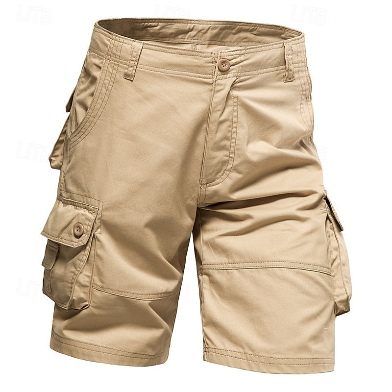 Men's Casual Cargo Shorts Multi Pocket Plain Breathable No-Iron Knee Length Outdoor Daily Running Sports Fashion