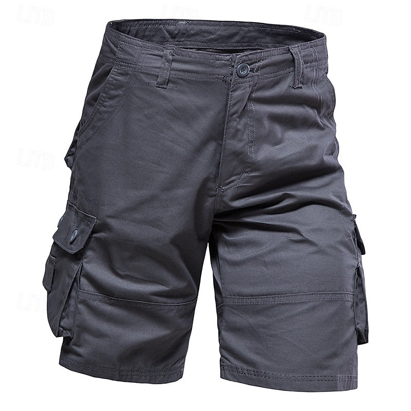 Men's Casual Cargo Shorts Multi Pocket Plain Breathable No-Iron Knee Length Outdoor Daily Running Sports Fashion