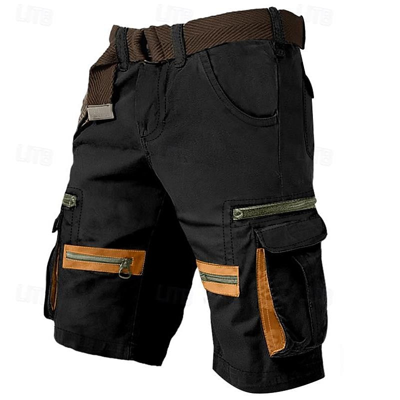 Men's Casual Cargo Shorts Multi Pocket Straight Leg Plain Comfort Knee Length Casual Daily Holiday Fashion Streetwear