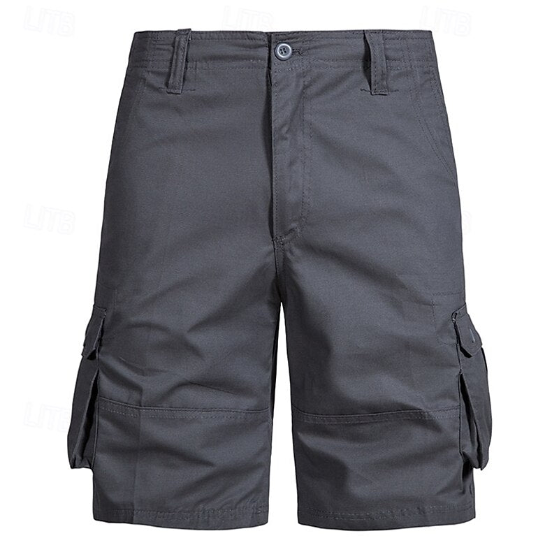 Men's Casual Cargo Shorts Multi Pocket Plain Breathable No-Iron Knee Length Outdoor Daily Running Sports Fashion