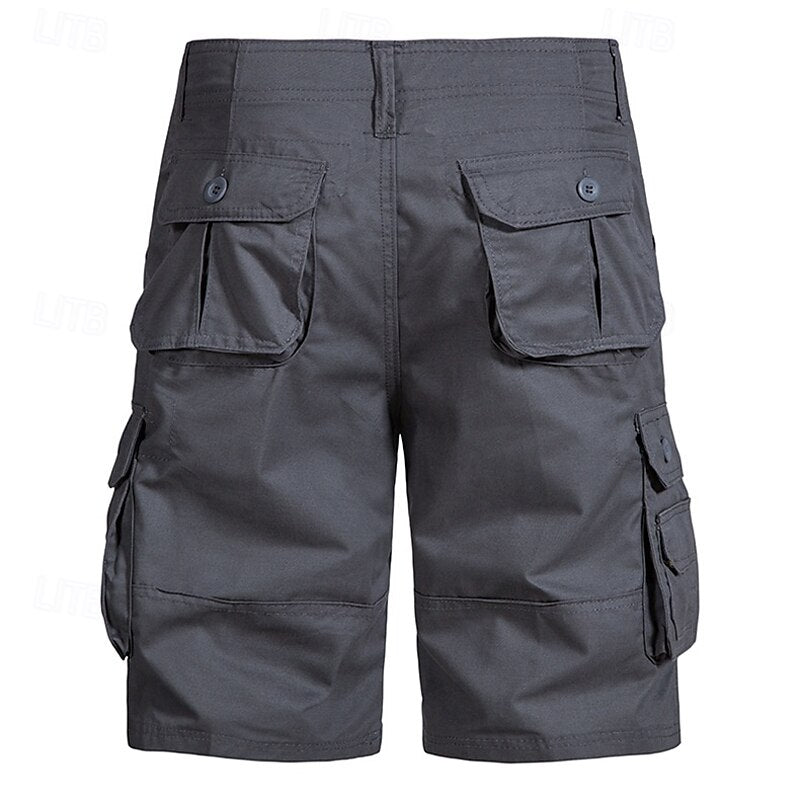 Men's Casual Cargo Shorts Multi Pocket Plain Breathable No-Iron Knee Length Outdoor Daily Running Sports Fashion