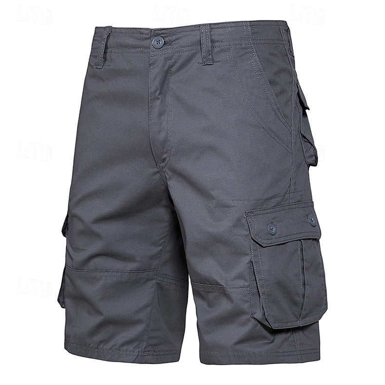 Men's Casual Cargo Shorts Multi Pocket Plain Breathable No-Iron Knee Length Outdoor Daily Running Sports Fashion