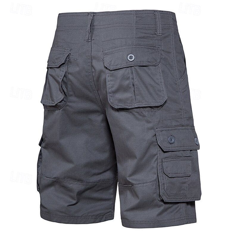 Men's Casual Cargo Shorts Multi Pocket Plain Breathable No-Iron Knee Length Outdoor Daily Running Sports Fashion