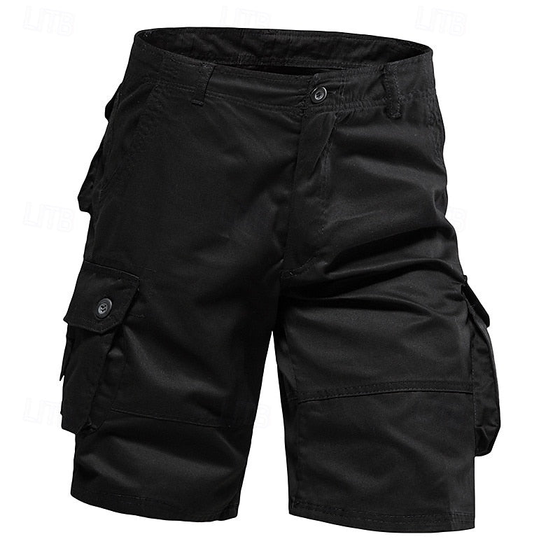 Men's Casual Cargo Shorts Multi Pocket Plain Breathable No-Iron Knee Length Outdoor Daily Running Sports Fashion