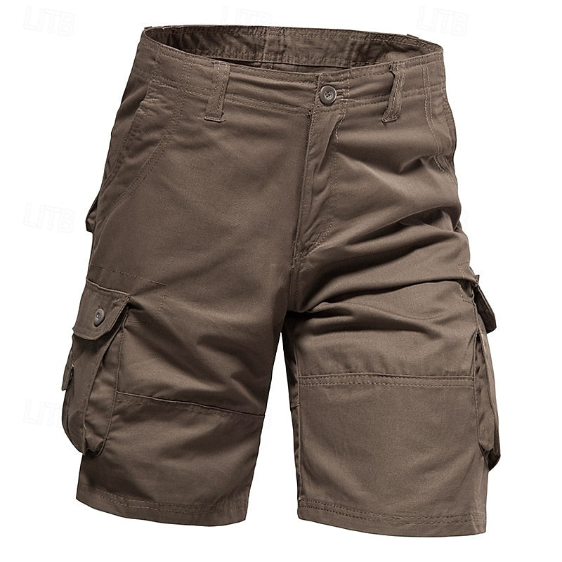Men's Casual Cargo Shorts Multi Pocket Plain Breathable No-Iron Knee Length Outdoor Daily Running Sports Fashion
