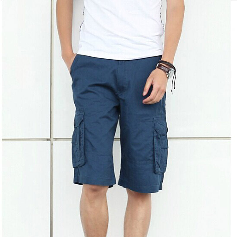 Short d'été multi-poches en pur coton délavé pour homme