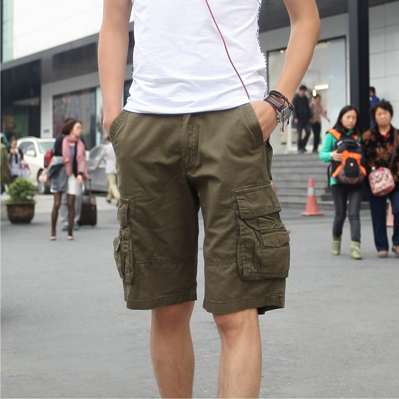 Short d'été multi-poches en pur coton délavé pour homme
