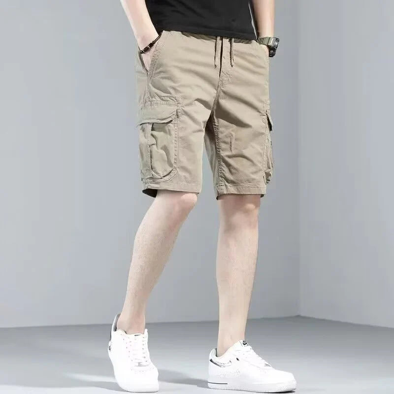 Men's new loose straight multi-pocket casual sports beach shorts