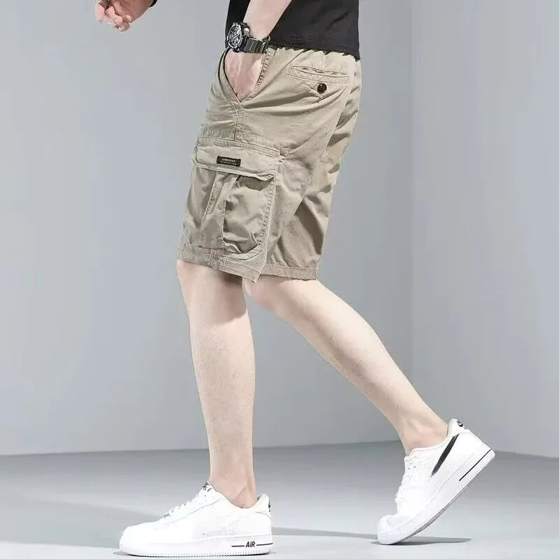Men's new loose straight multi-pocket casual sports beach shorts