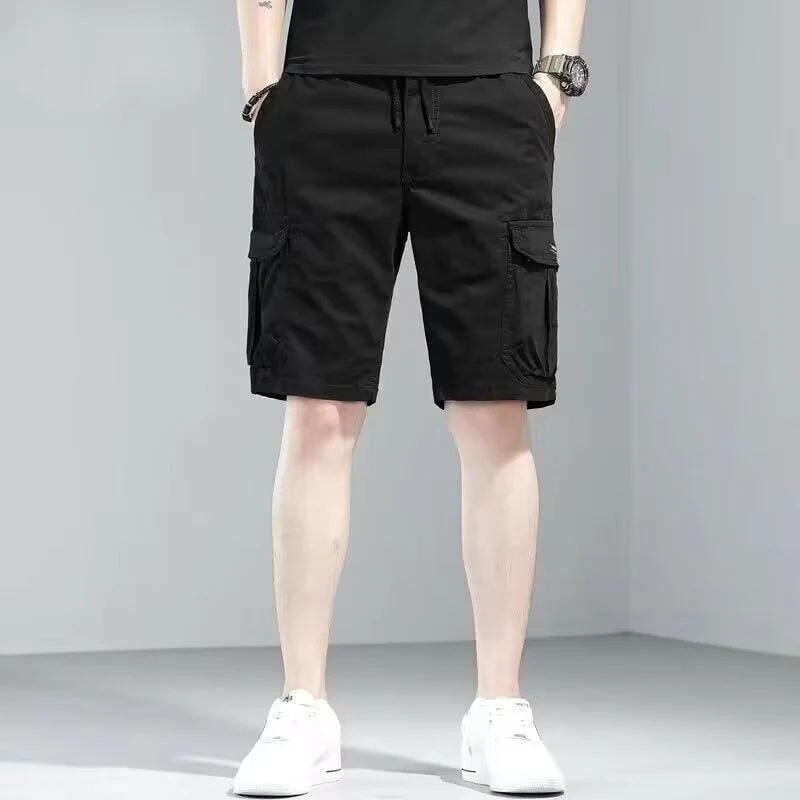 Men's new loose straight multi-pocket casual sports beach shorts