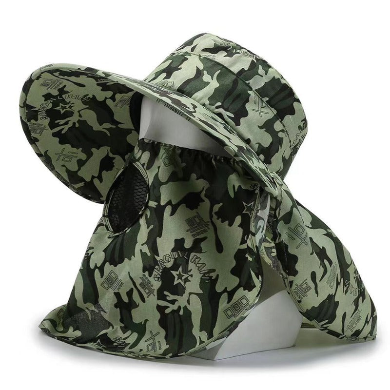 Men Camo UV Protection Sun Hat Face Neck Flap