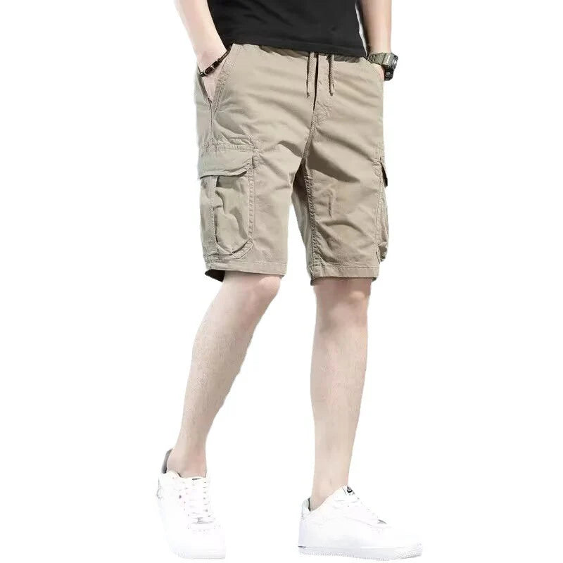 Men's new loose straight multi-pocket casual sports beach shorts