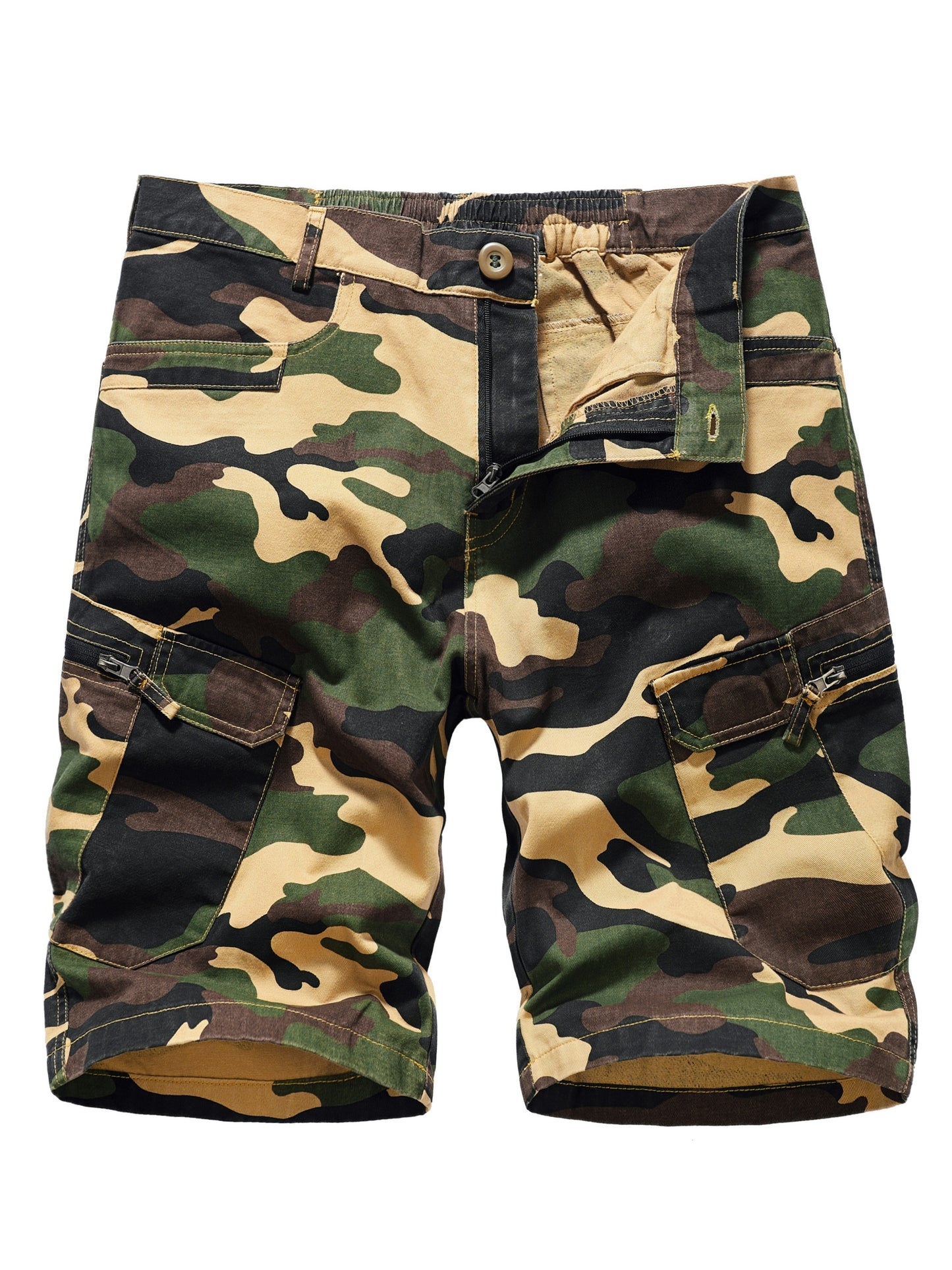 Lässige Camouflage-Cargo-Shorts für Herren, übergroße Shorts mit Tasche in Übergröße