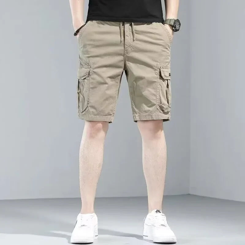 Men's new loose straight multi-pocket casual sports beach shorts