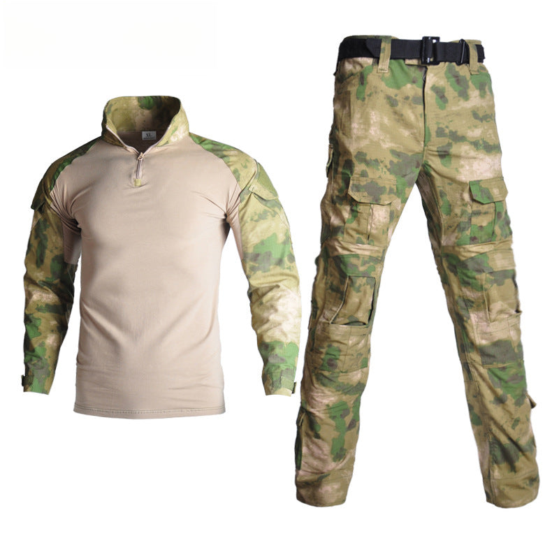 Outdoor camouflage suit with protective gear, cycling sports leisure military fan training uniform