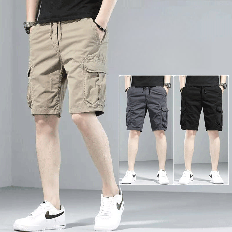 Men's new loose straight multi-pocket casual sports beach shorts