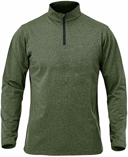 T-shirt de sport à manches longues pour homme, respirant, à séchage rapide, avec demi-fermeture éclair et couleur unie