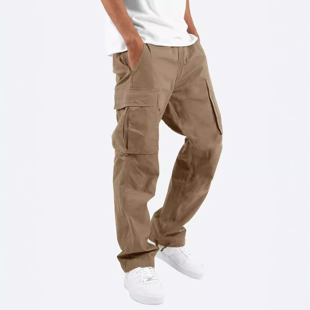 New Men's Overalls Drawstring Multi-Pocket Casual Pants