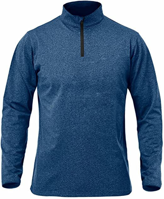 T-shirt de sport à manches longues pour homme, respirant, à séchage rapide, avec demi-fermeture éclair et couleur unie