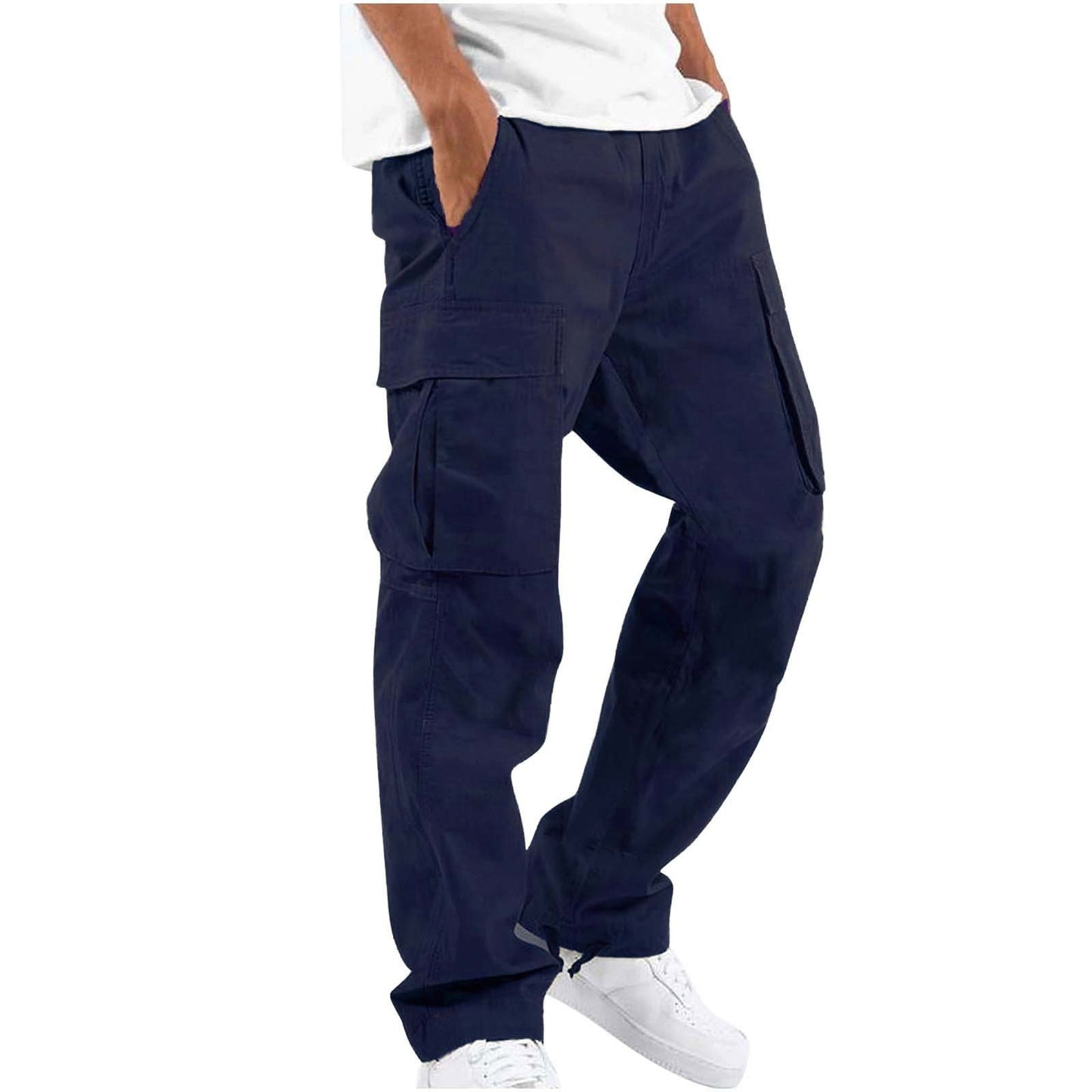 New Men's Overalls Drawstring Multi-Pocket Casual Pants