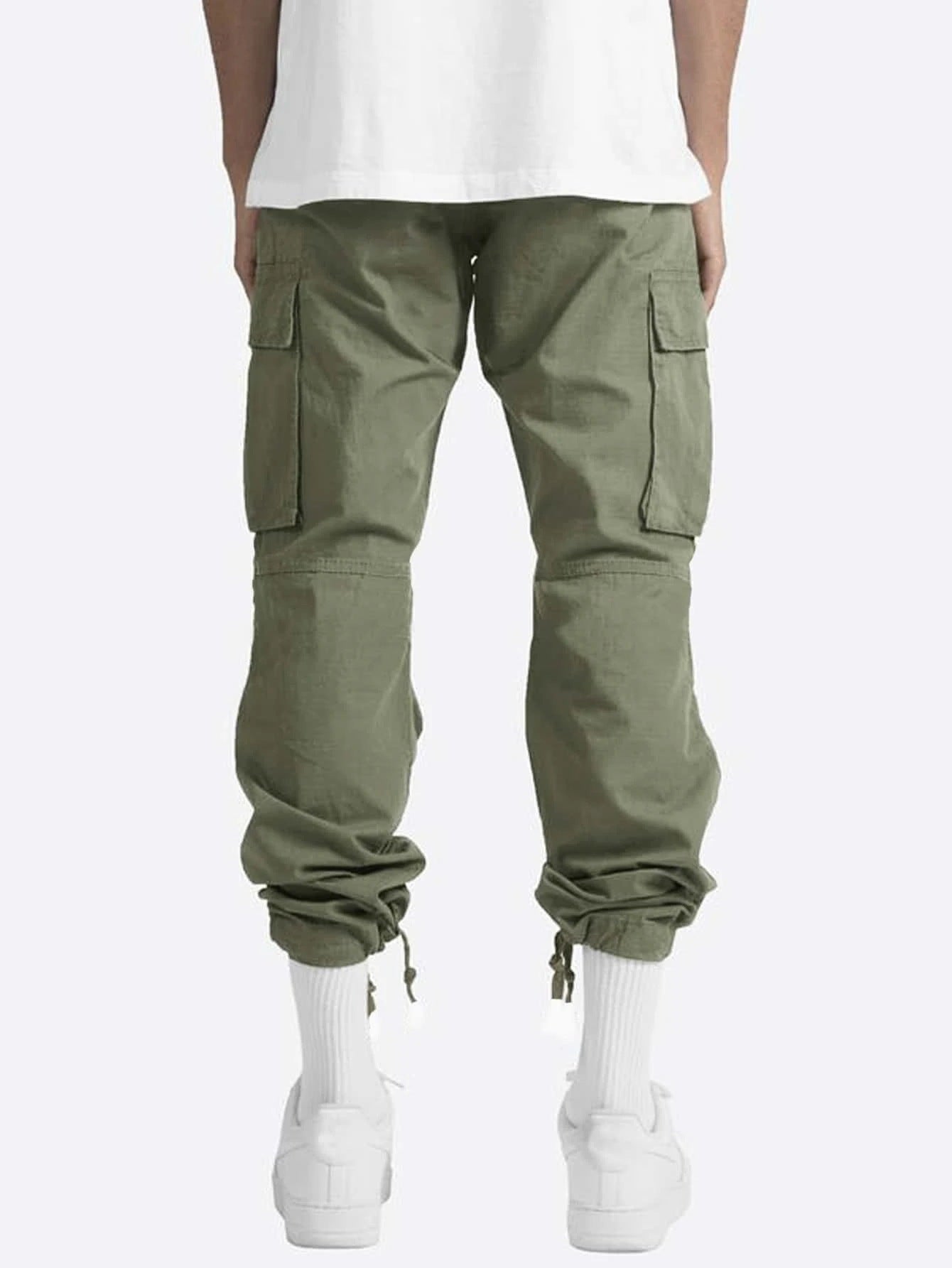New Men's Overalls Drawstring Multi-Pocket Casual Pants