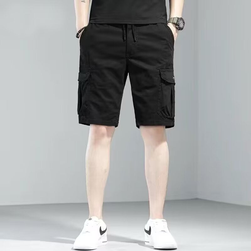 Men's new loose straight multi-pocket casual sports beach shorts