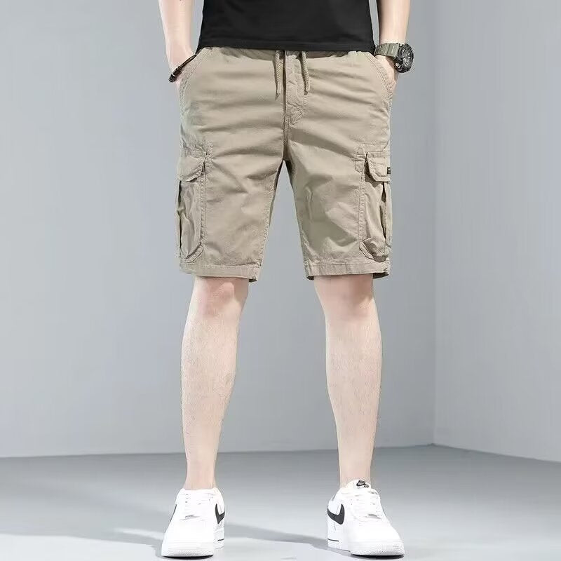 Men's new loose straight multi-pocket casual sports beach shorts