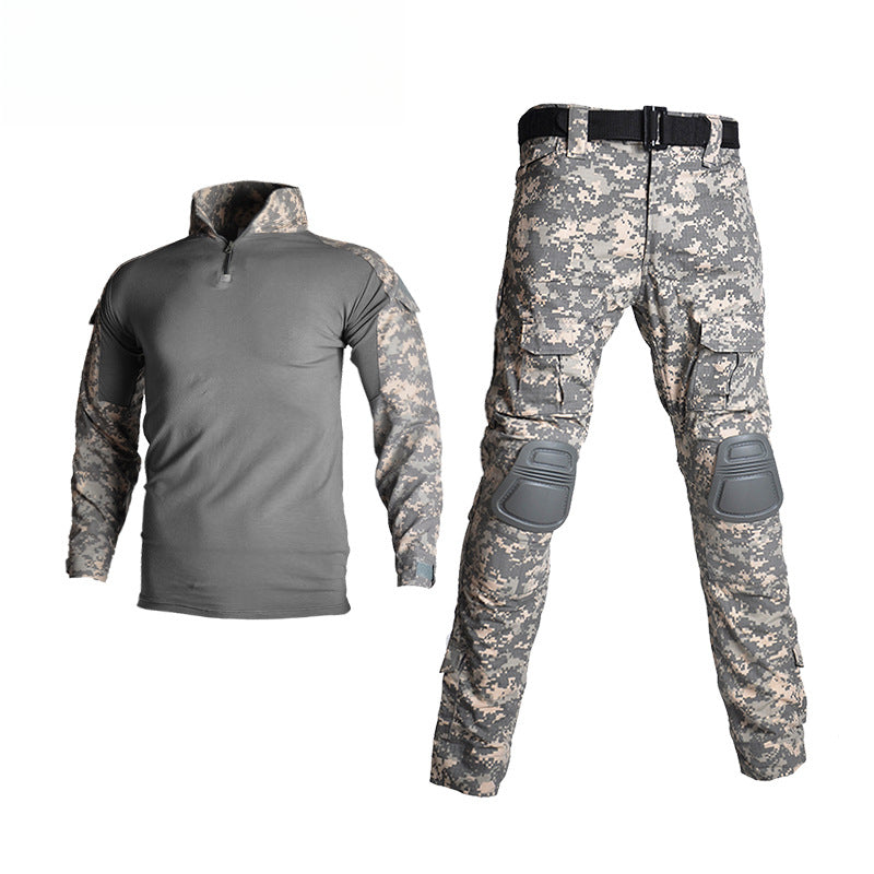 Outdoor camouflage suit with protective gear, cycling sports leisure military fan training uniform