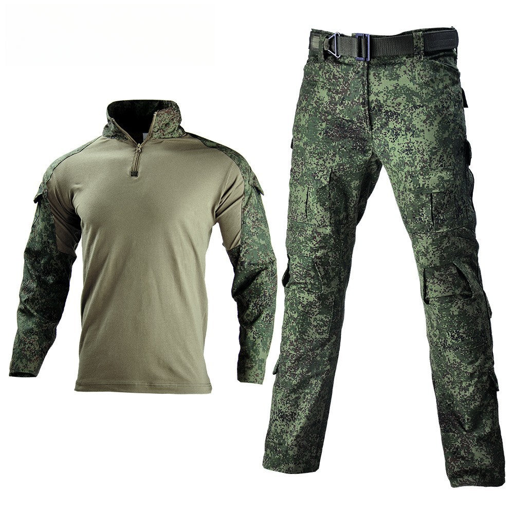 Outdoor camouflage suit with protective gear, cycling sports leisure military fan training uniform