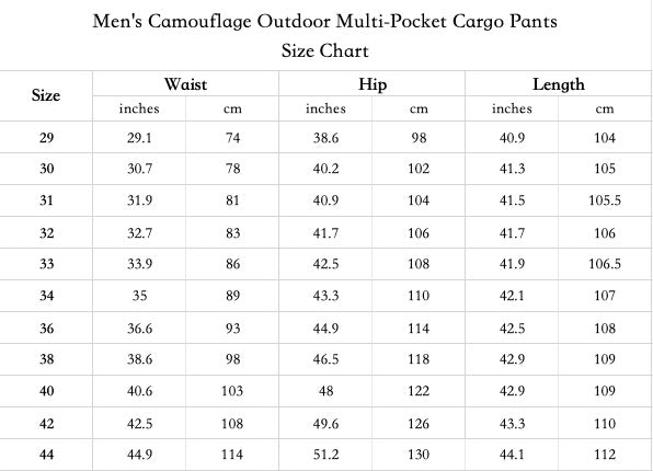 Men's Camouflage Outdoor Multi-Pocket Cargo Pants - Category 1 - Free Shipping