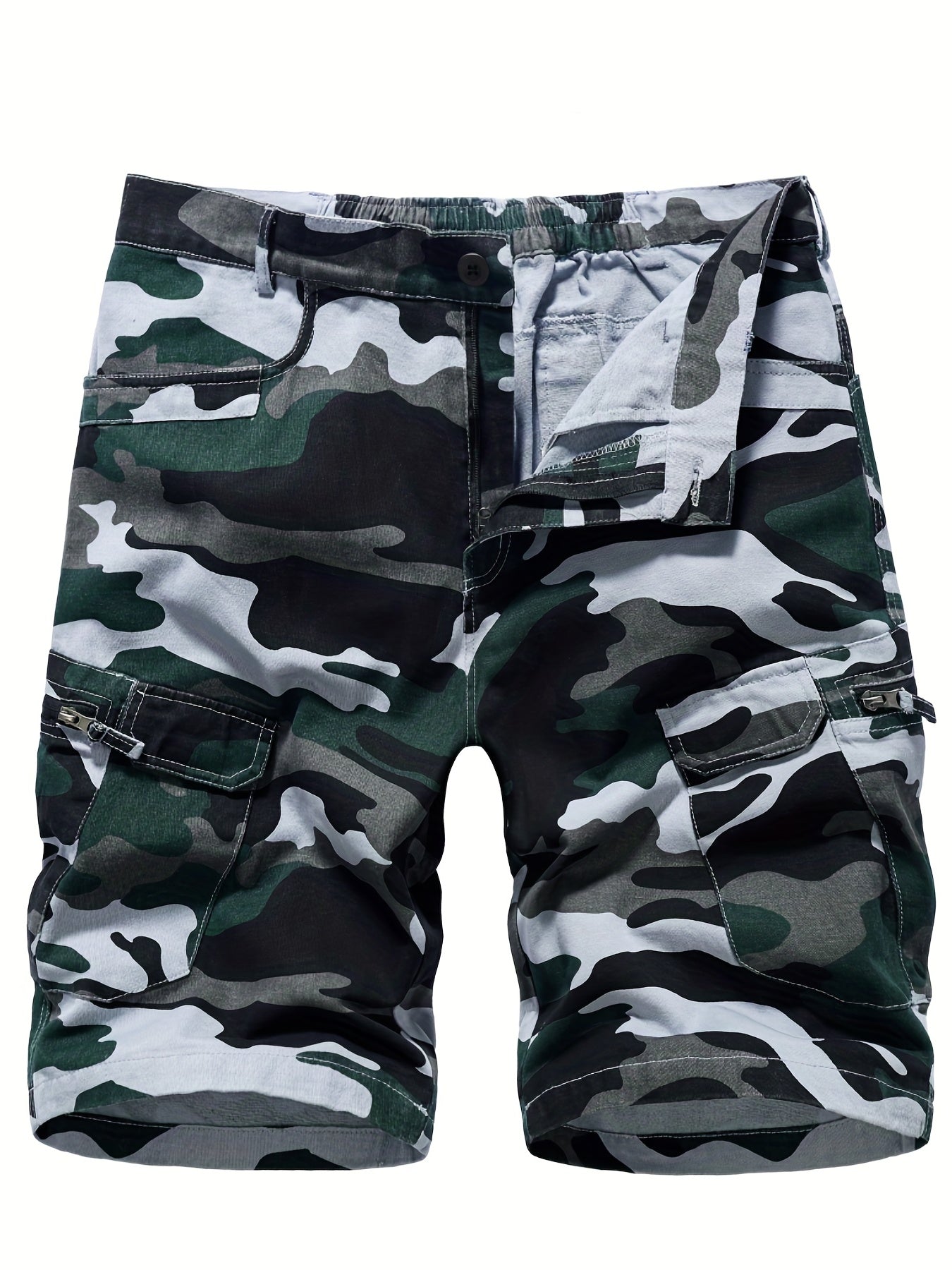 Lässige Camouflage-Cargo-Shorts für Herren, übergroße Shorts mit Tasche in Übergröße