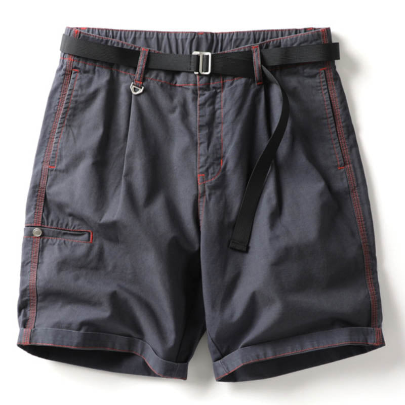 Einfarbige, lässige, grüne, gewaschene, leichte Herren-Shorts aus Baumwolle