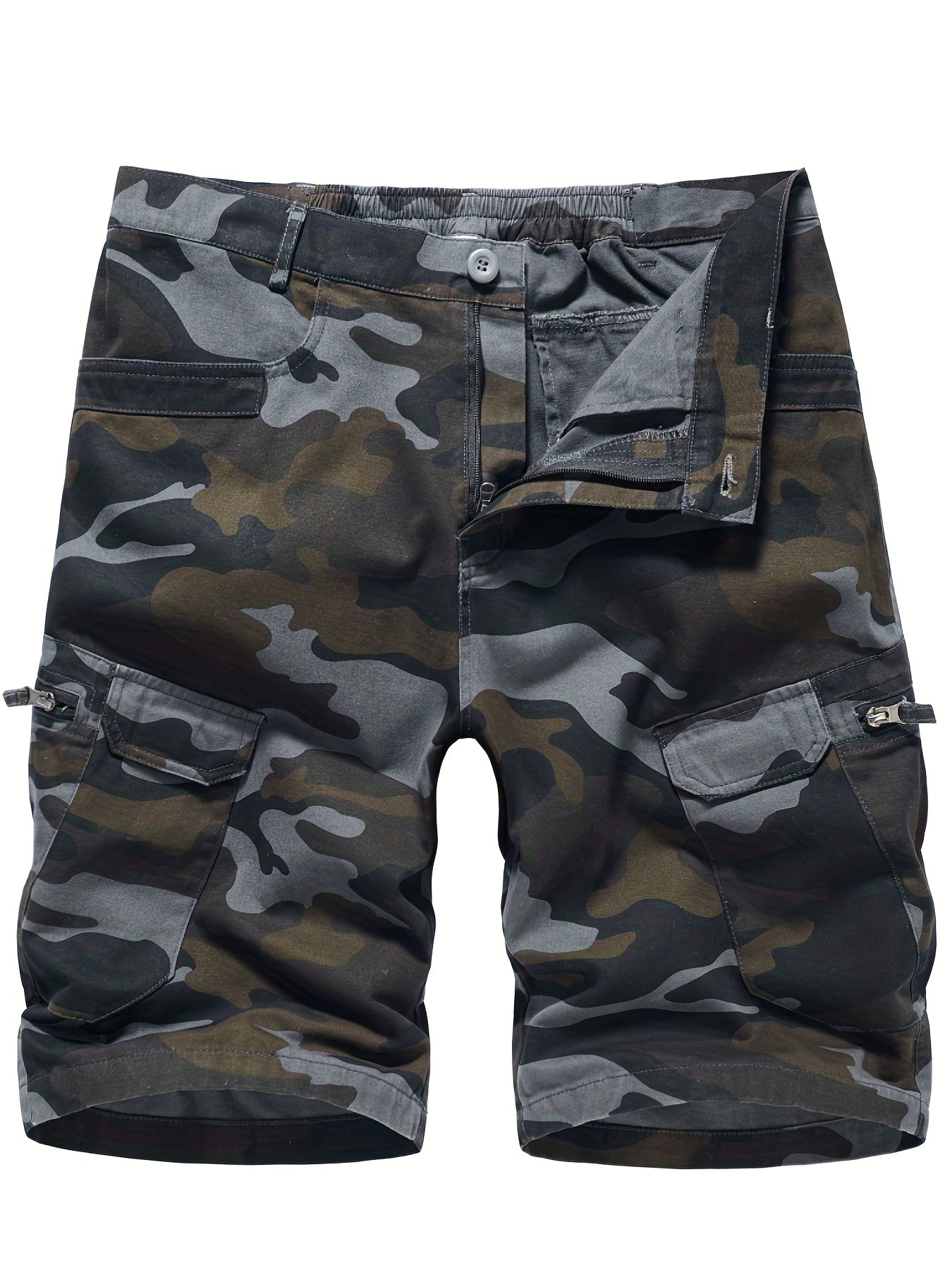 Lässige Camouflage-Cargo-Shorts für Herren, übergroße Shorts mit Tasche in Übergröße