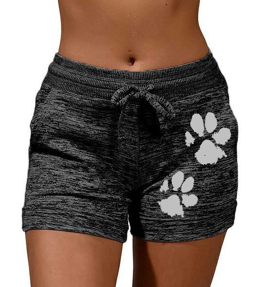 Dog Mom Paw Print Activewear Drawstring Lounge Shorts