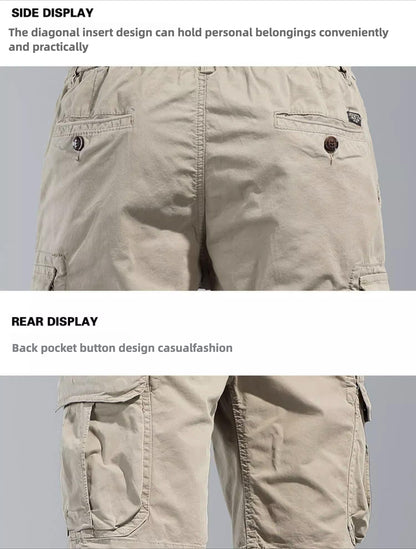 Men's new loose straight multi-pocket casual sports beach shorts