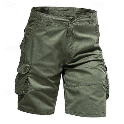 Men's Casual Cargo Shorts Multi Pocket Plain Breathable No-Iron Knee Length Outdoor Daily Running Sports Fashion