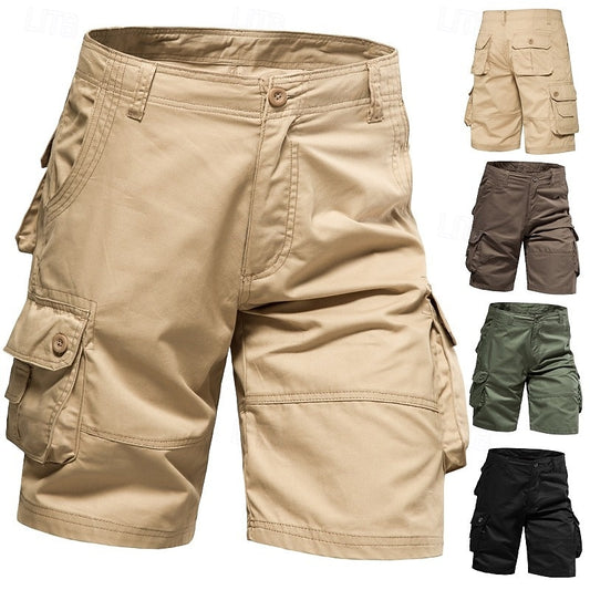 Men's Casual Cargo Shorts Multi Pocket Plain Breathable No-Iron Knee Length Outdoor Daily Running Sports Fashion