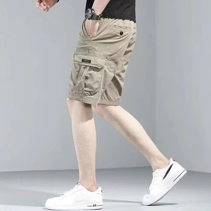 Men's new loose straight multi-pocket casual sports beach shorts
