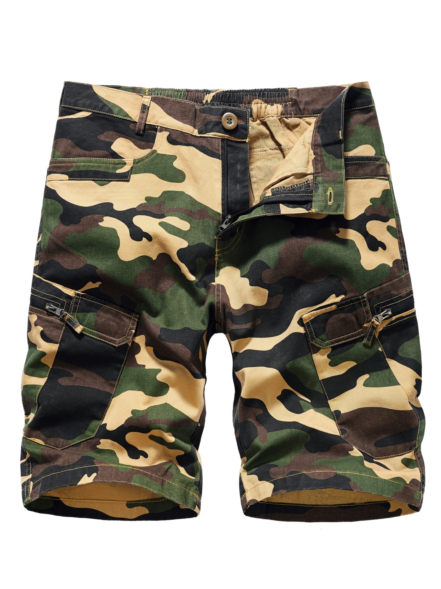 Men's Casual Camouflage Cargo Short Pants, Oversized Shorts With Pocket Plus Size