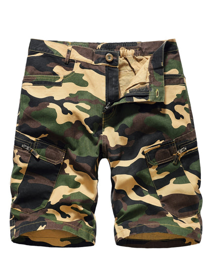 Men's Casual Camouflage Cargo Short Pants, Oversized Shorts With Pocket Plus Size