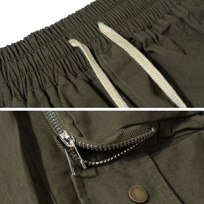 Short décontracté multi-poches tridimensionnel de style militaire pour homme, couleur unie 