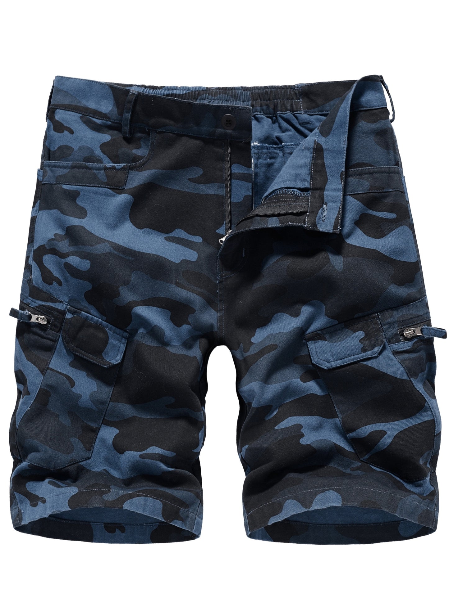 Men's Casual Camouflage Cargo Short Pants, Oversized Shorts With Pocket Plus Size