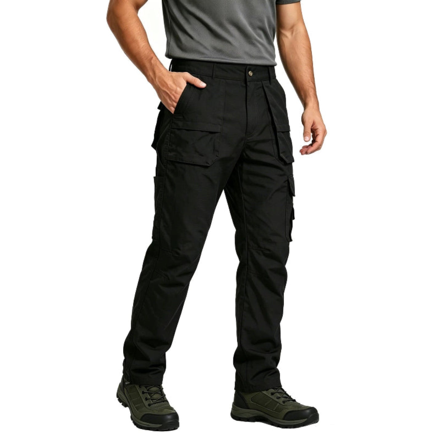 Plus Size Men Camo Cargo Pants, Mens Straight Leg Camouflage Work Pants